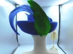 blue hat green feather back